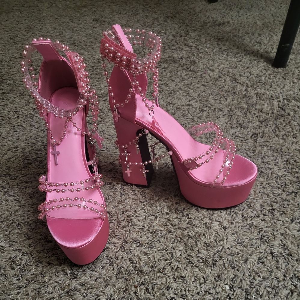 Sugar Thrillz x Dolls Kill - Holy Revelation Pink Platforms